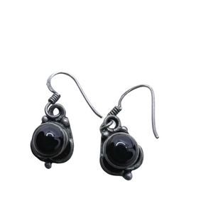 Sterling silver 925 and onyx dangle drop earrings